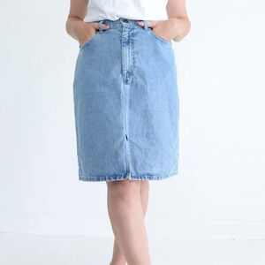 Vintage St. John's Bay Blue 100% Cotton Midi Denim Jean Skirt Size  10